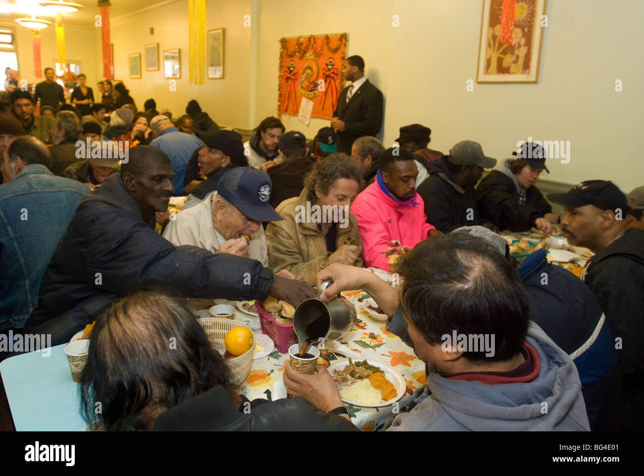 Thanksgiving dinners served at the Park Slope Christian Help CHIPS Soup Kitchen in Brooklyn in New York Stock Photo