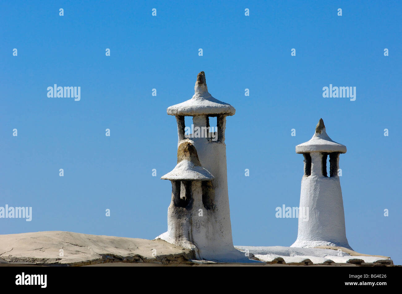 Typical roof with chimneys. Portugos, Alpujarras. Granada province, Andalusia, Spain Stock Photo