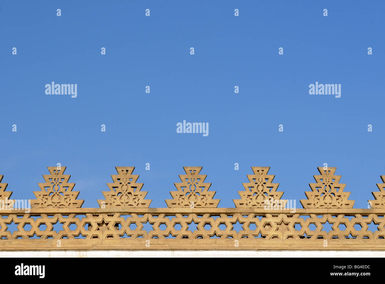 Decorated Facade, Courtyard of Mosque of Al-Azhar, Islamic Cairo, Egypt Stock Photo