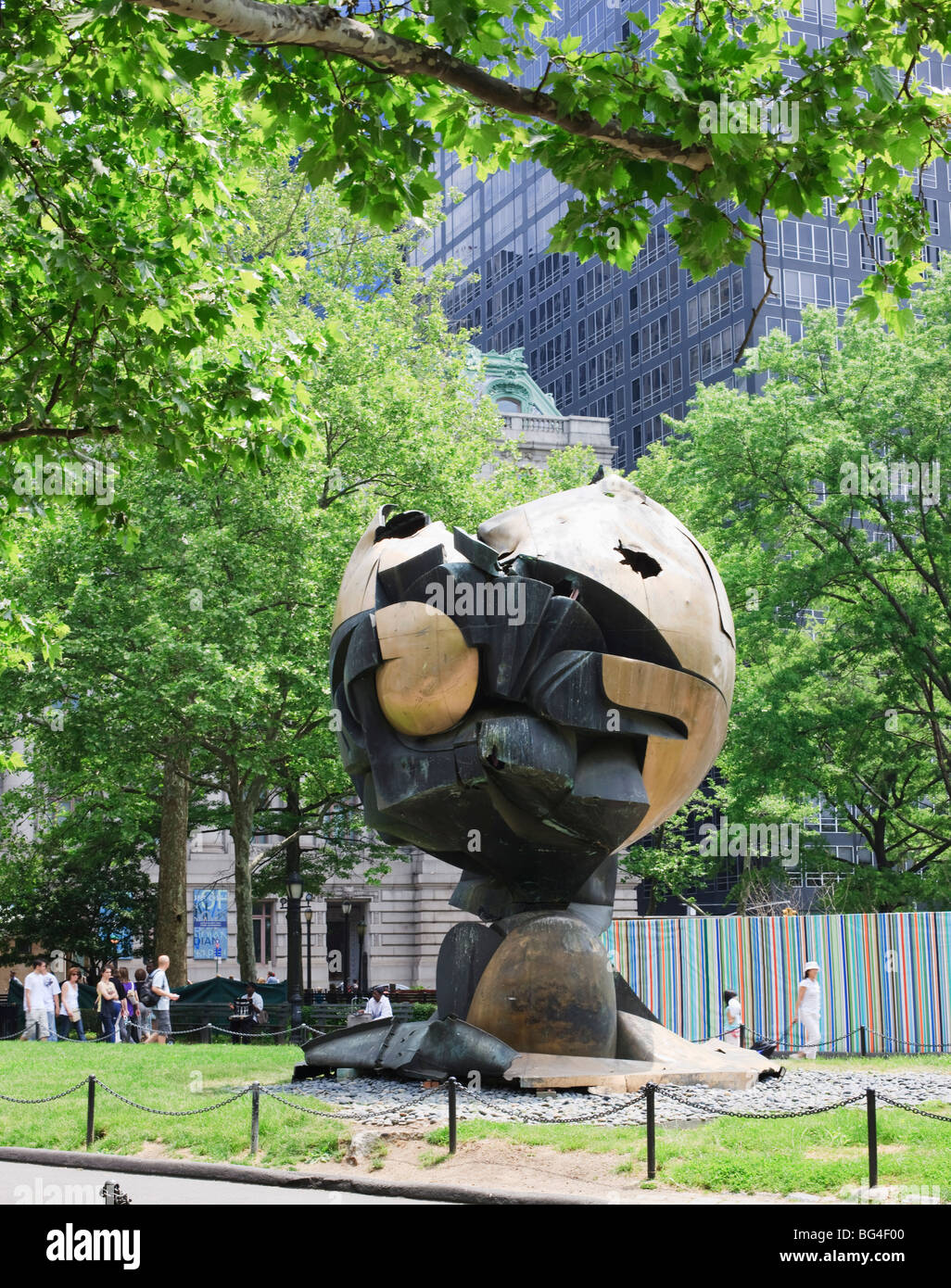The Sphere, originally at the World Trade Center and subsequently moved to Battery Park , New York City, New York, USA Stock Photo