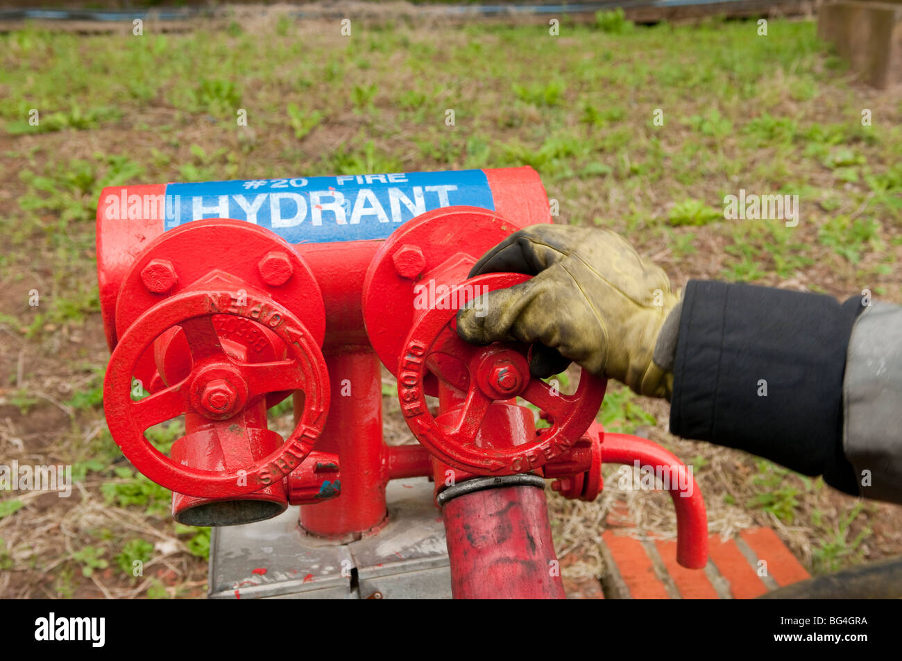 Fire fighter fire hose hydrant hi-res stock photography and images