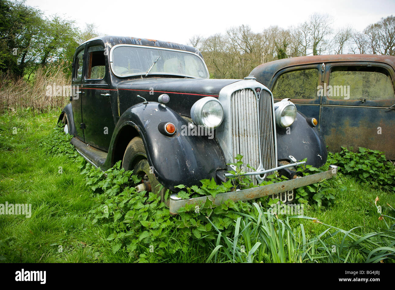 Abandoned classic car Stock Photo