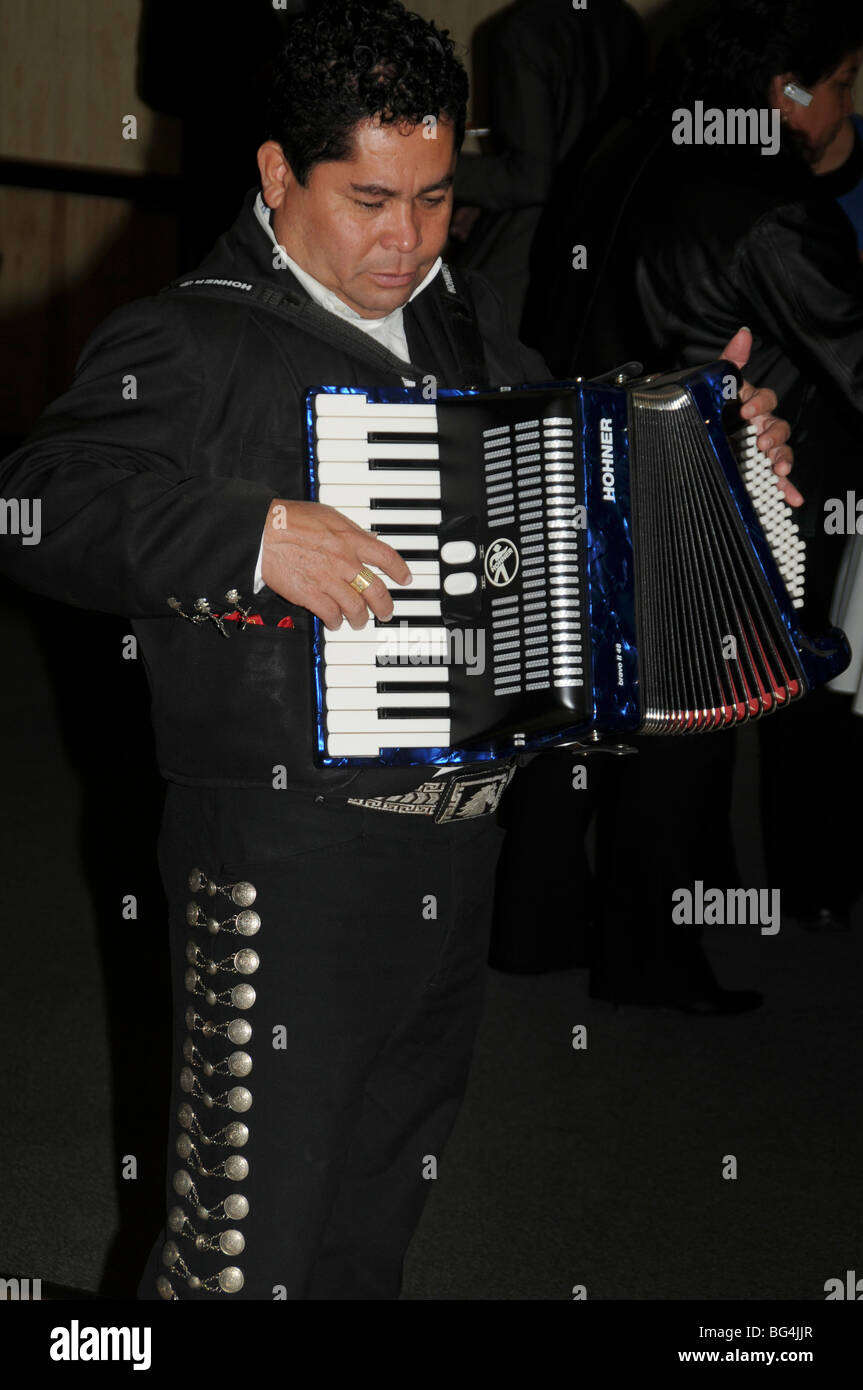 Mexican musician playing the accordion Stock Photo Alamy