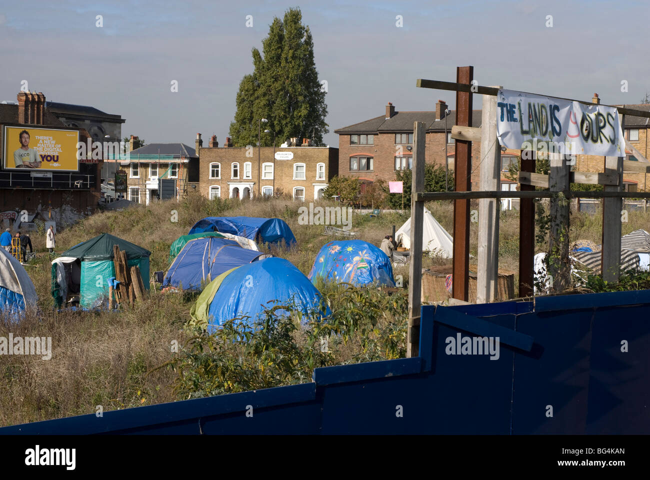 Eco camp near Kew Bridge West London UK Stock Photo