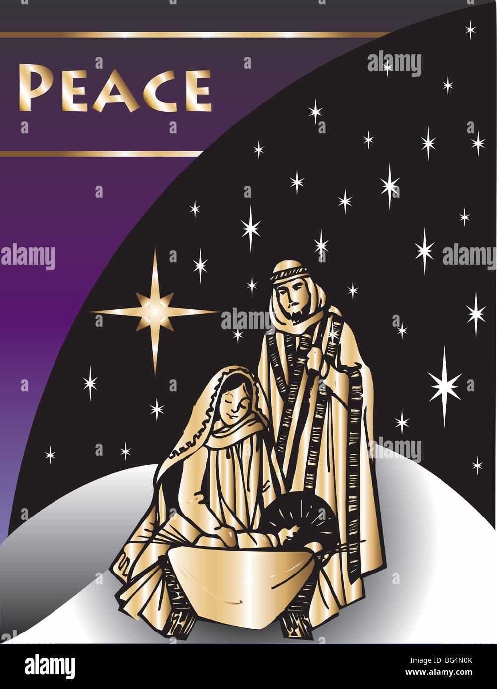 Nativity Christmas Card 2 Vector Illustration Stock Photo - Alamy