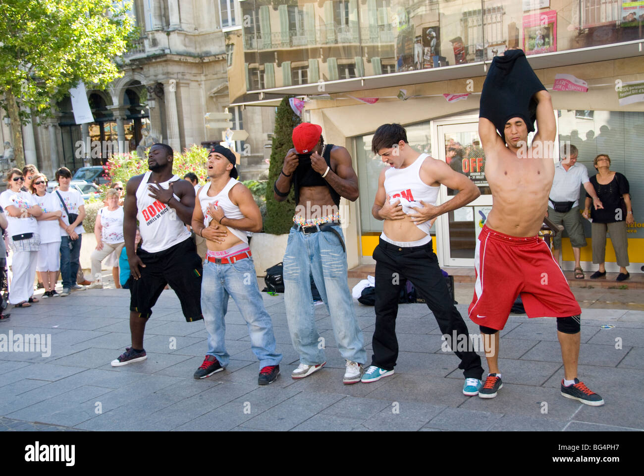 Participants in the annual Avignon Theater Festival, Avignon, Provence, France Stock Photo