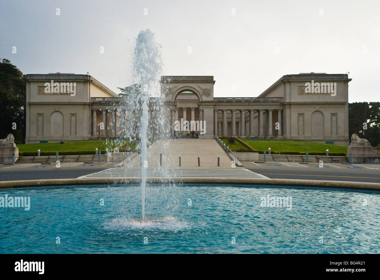 The fountain in front of the Legion of Honour in San Francisco, California. Stock Photo