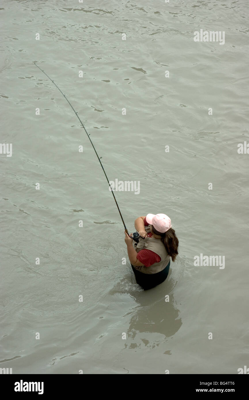 Anglers Salmon Fishing Stock Photo