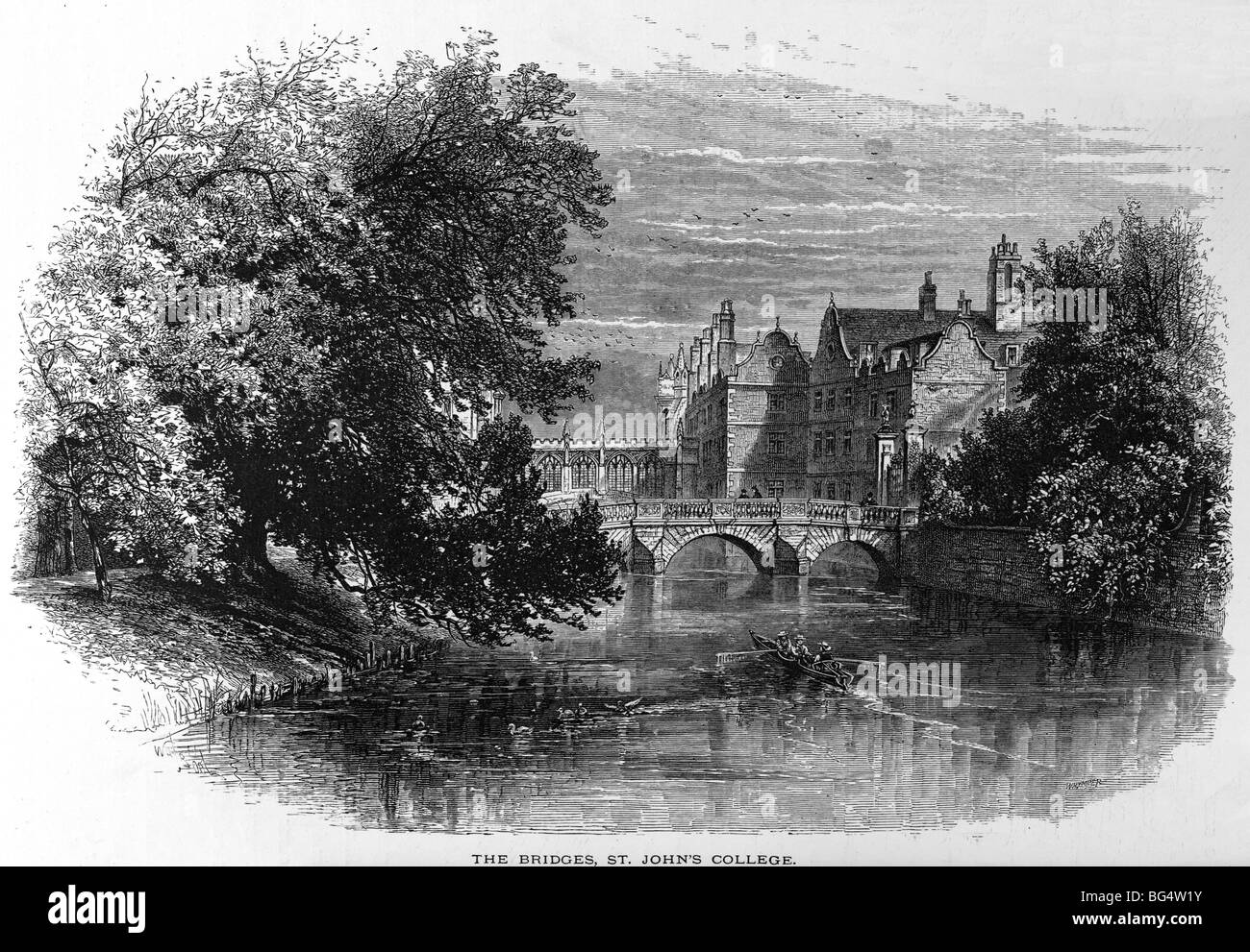 St John’s College, Cambridge – Old Bridge over the River Cam Stock Photo