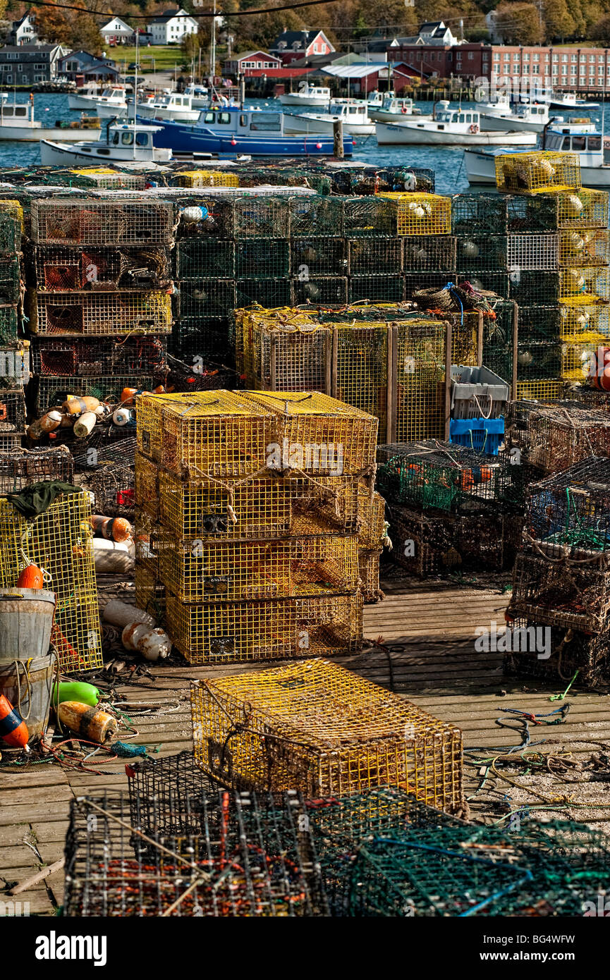 Lobster traps, Bernard, Mount Desert Island, Maine, USA Stock Photo