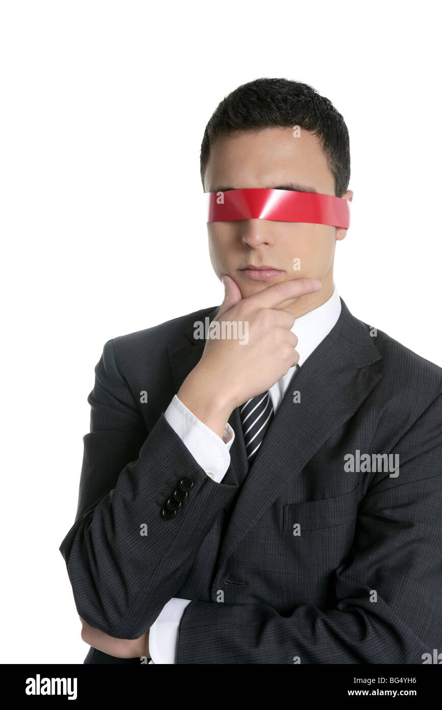 Premium Photo  Blindfolded businessman isolated on white