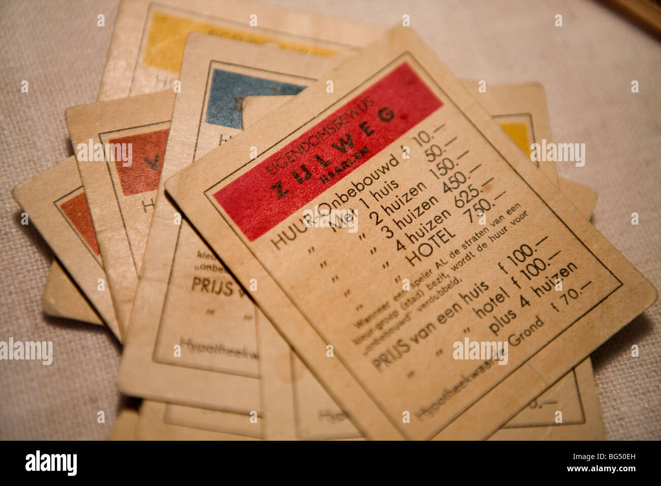 Monopoly game exist already for many generations. This version dates from the second world war. Stock Photo