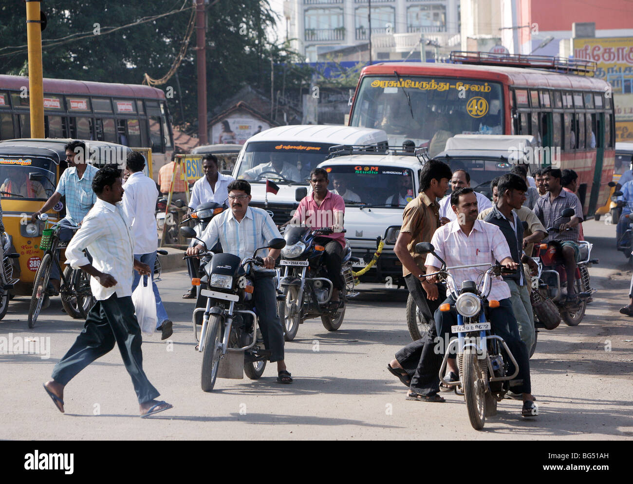 Street scenery in Dharmapuri, India Stock Photo