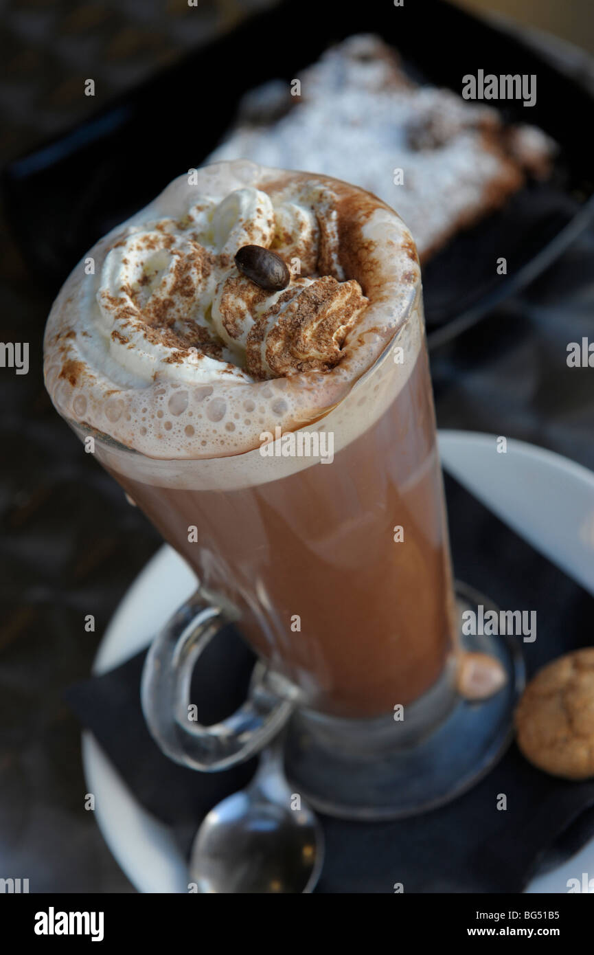 Cream topped Mocha coffee Stock Photo