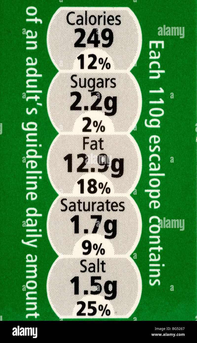 Nutritional Information Label on Food in the UK Stock Photo