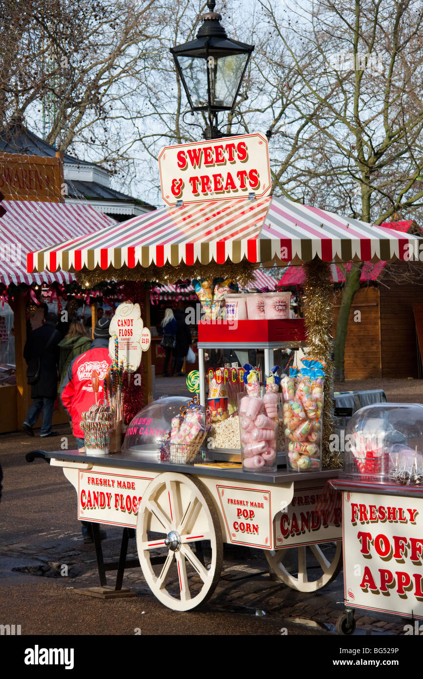 Candy floss and sweets stall at the winter wonderland, Hyde Park