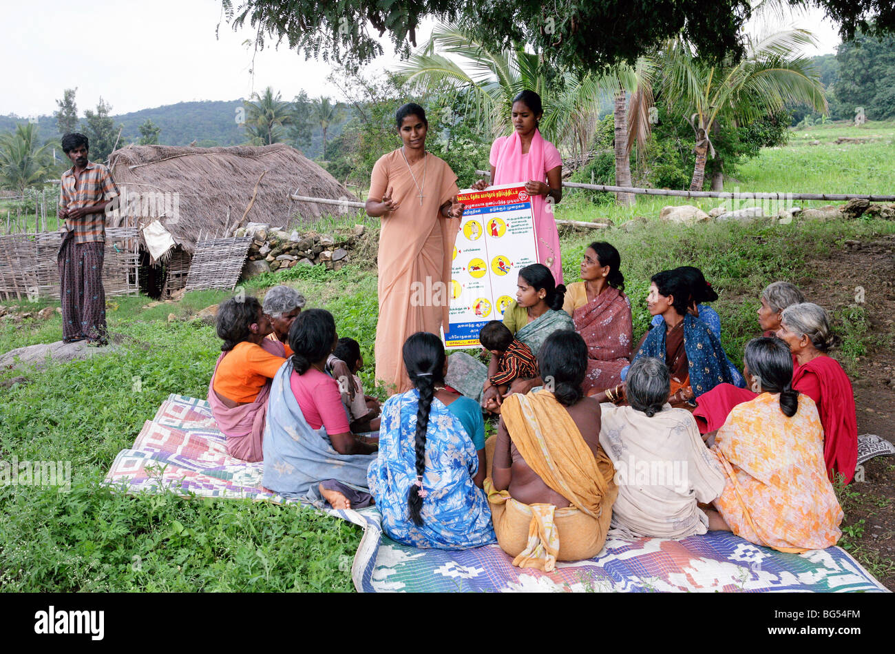 India: Health awareness program of Roman Catholic sisters in a village in Tamil Nadu State Stock Photo