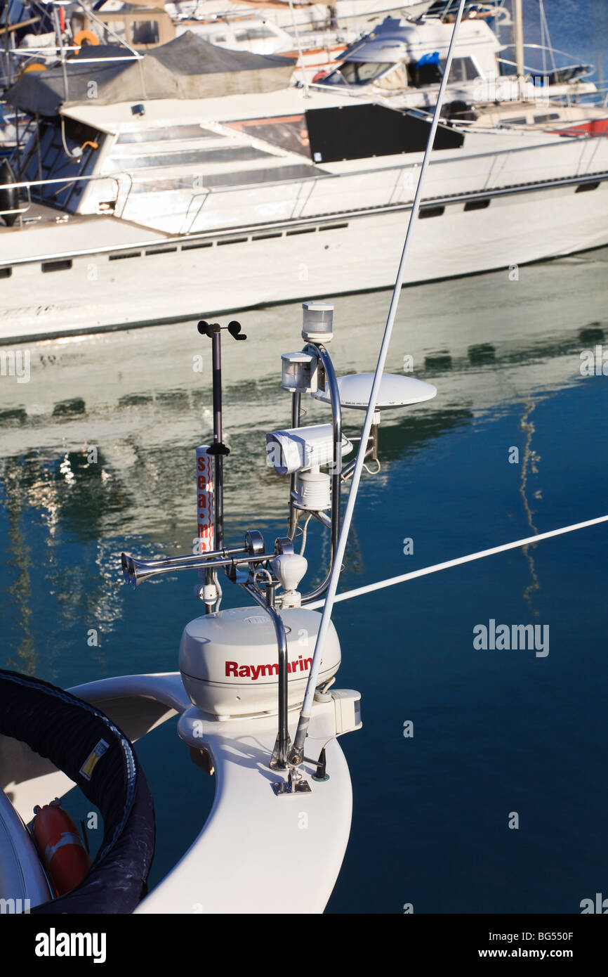 Radar and Radio aerials on a boat in Ramsgate Marina, Ramsgate, Kent