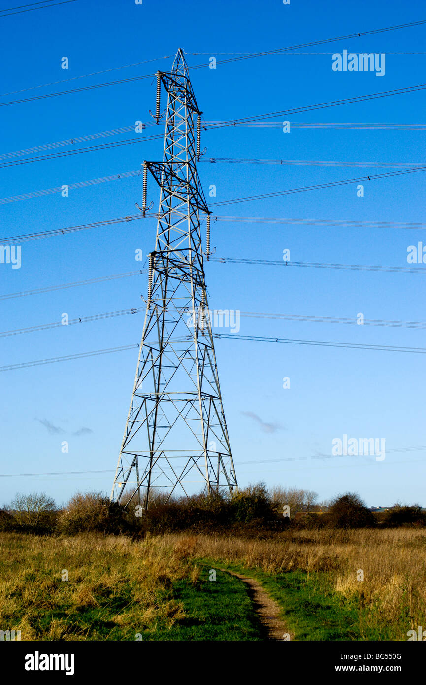 high voltage electricity pylon cladicot monmouthshire south wales uk Stock Photo