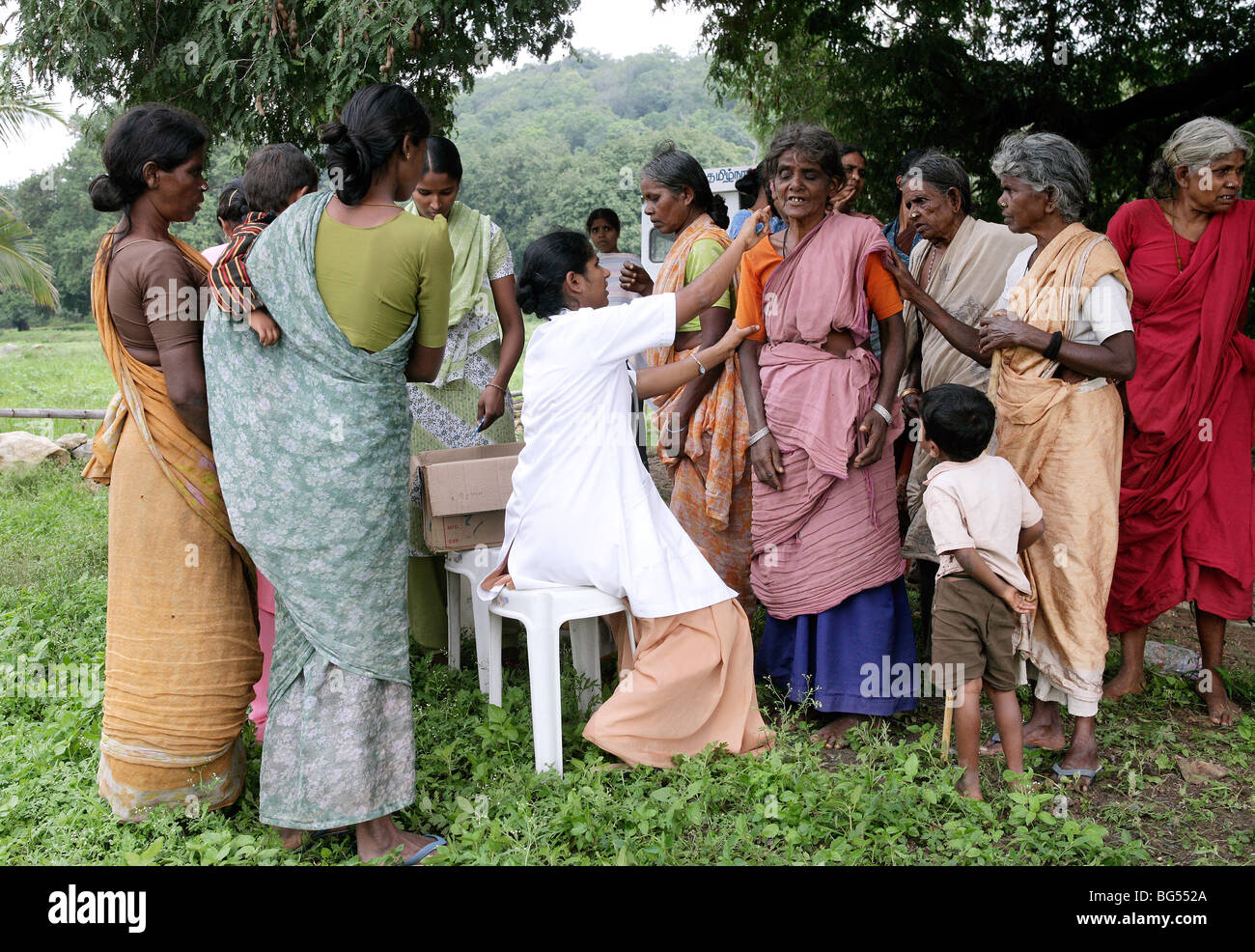 India: Health service of Roman Catholic sisters in a village in Tamil Nadu State Stock Photo