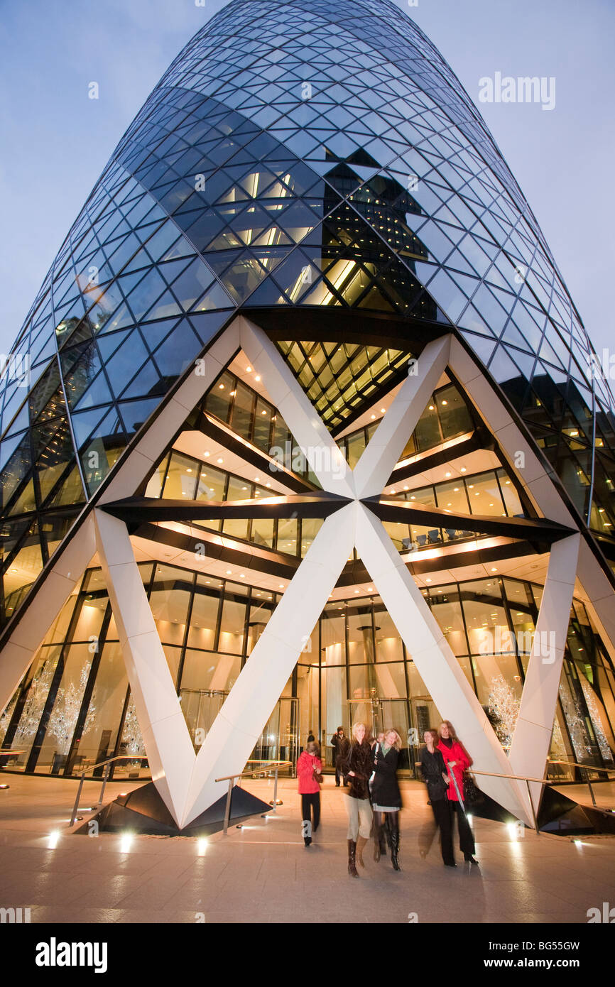 The Swiss Re Tower in the City of London, UK. Stock Photo