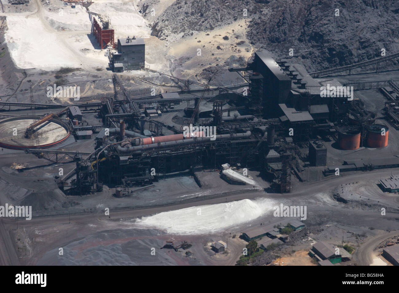 cement plant kiln coal dirty black industry Stock Photo
