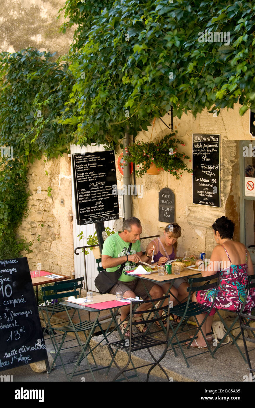 A small outdoor cafe  in Gordes, Provence, France Stock Photo
