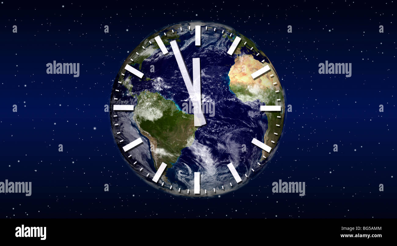 A clock is moving fast towards 12 o´clock and stops just a couple of