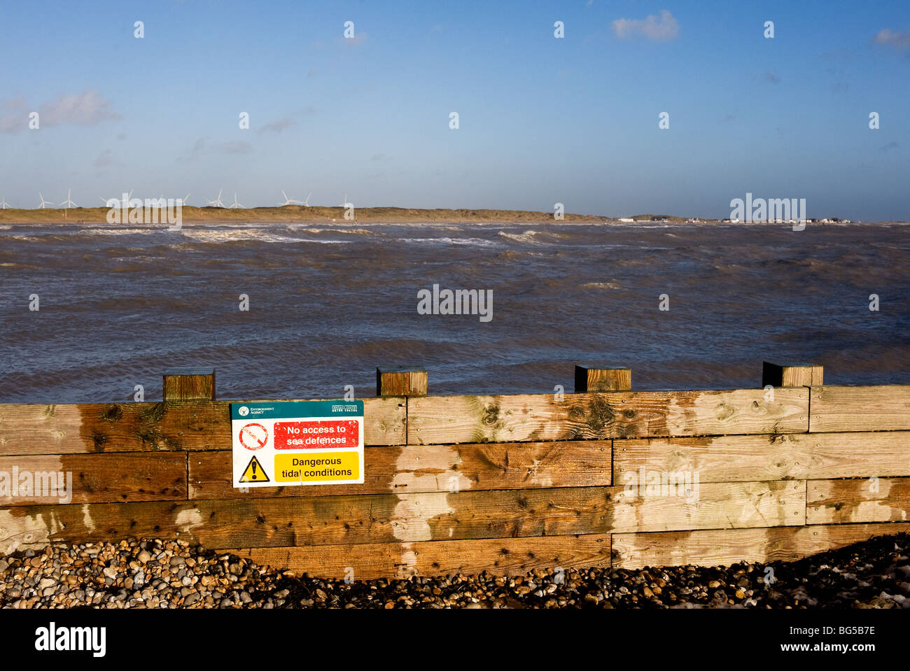 A view of Camber Sands from Rye Harbour entrance.  Photo by Gordon Scammell Stock Photo