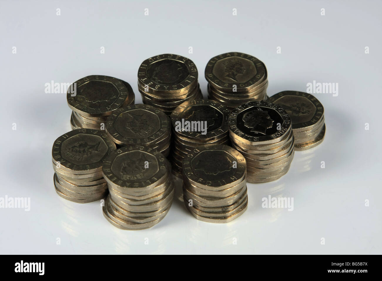a group of 20p coins Stock Photo