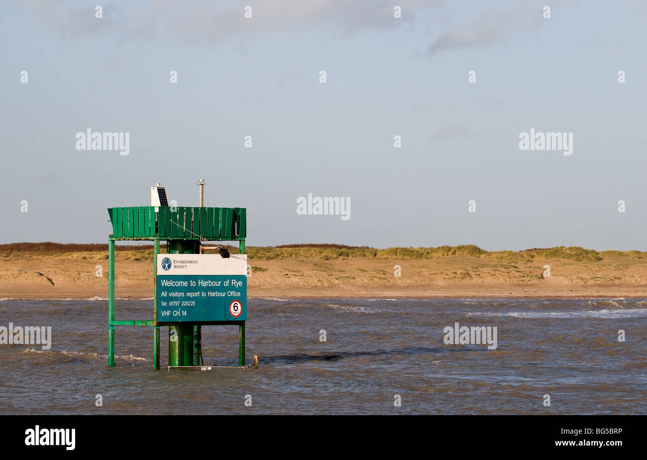A metal structure at the entrance to Rye Harbour in East Sussex.  Photo by Gordon Scammell Stock Photo
