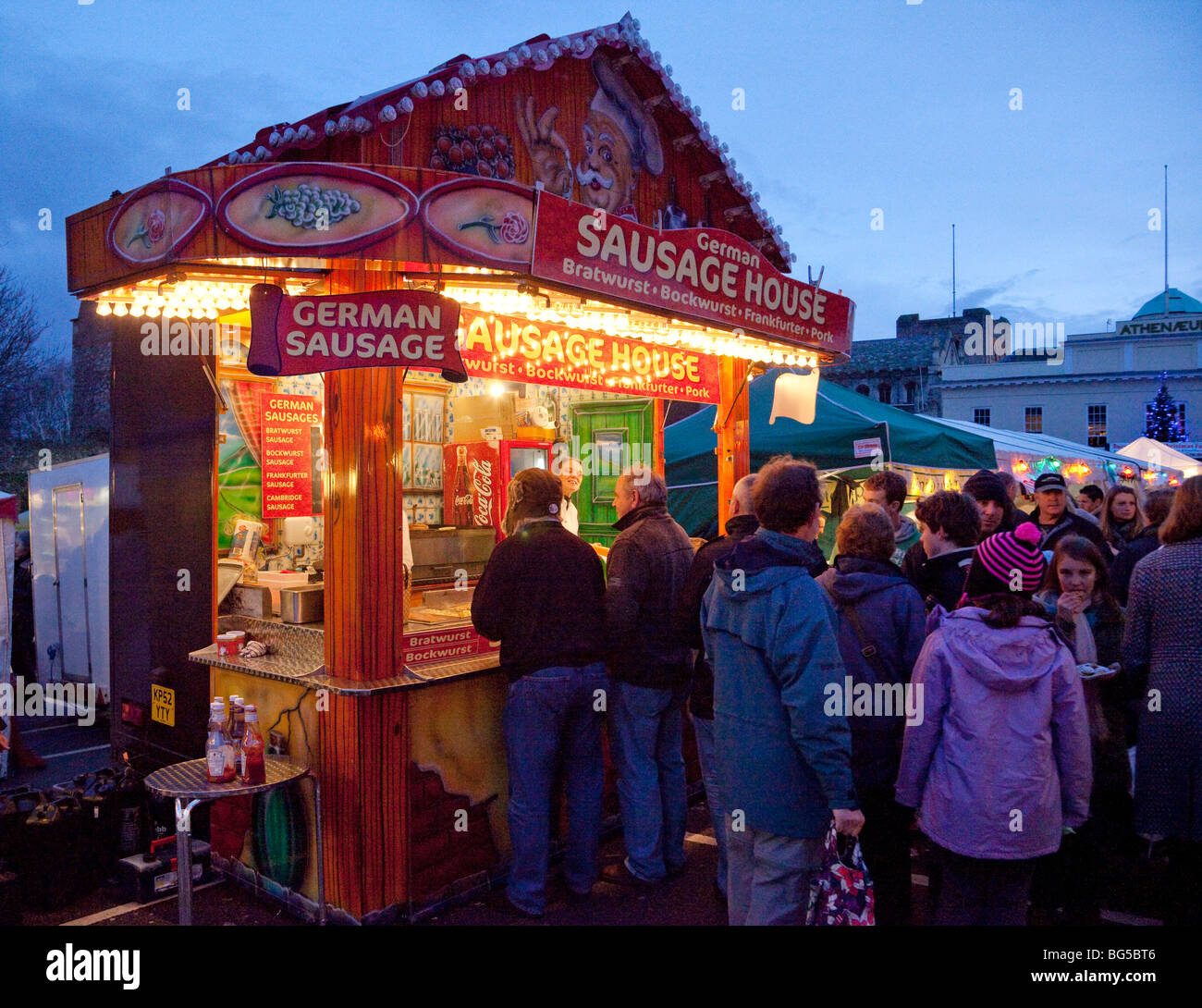 fast food stall serving hot food Stock Photo