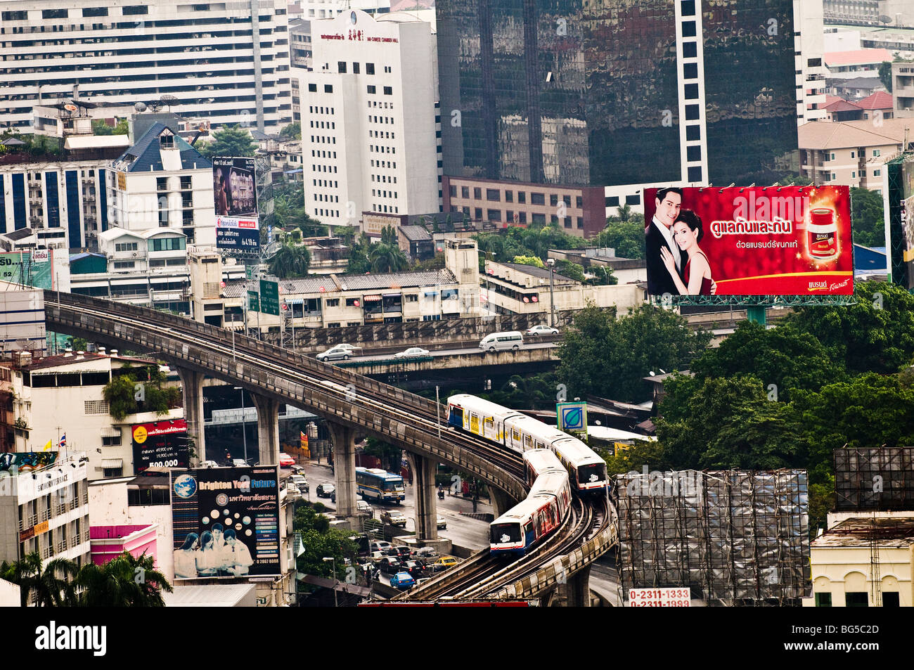 The Bts Sky Train Approaches Sapan Taksin Station In Bangkok Stock The Bts Sky Train Approaches Sapan Taksin Station In Bangkok Stock