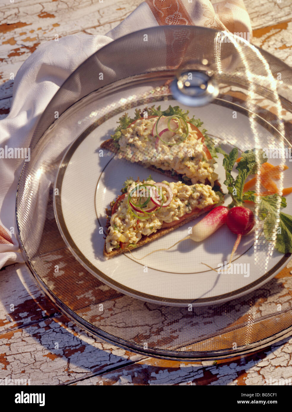 Eggless tofu salad sandwich Stock Photo