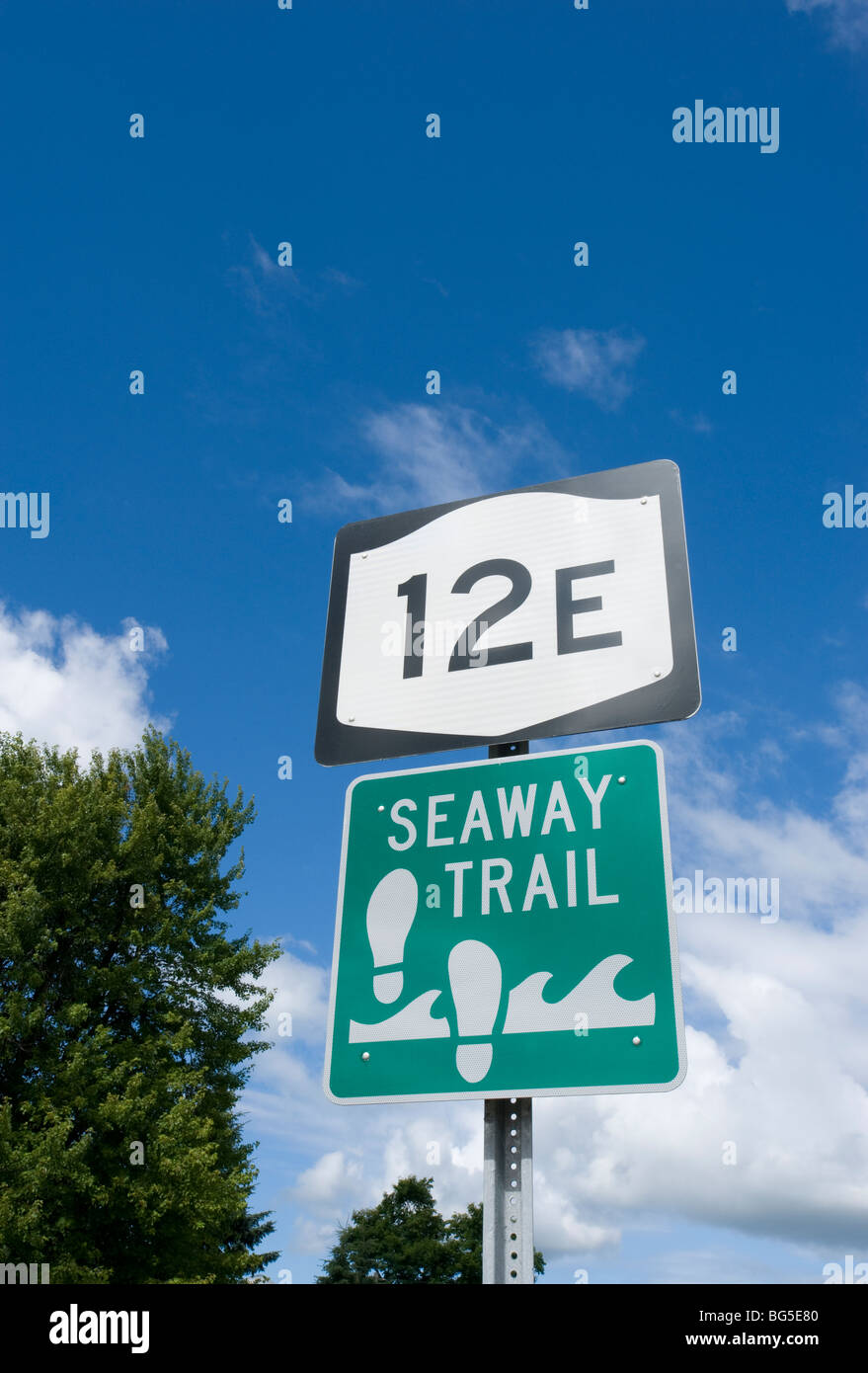 Great Lakes Seaway Trail sign. Stock Photo