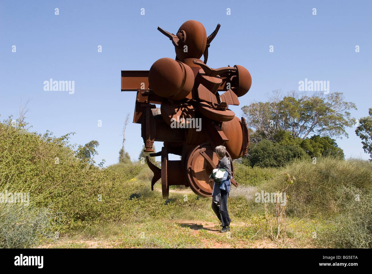 Israel, Coastal Plains, Arsuf, Dina Park, Metal Sculpture Stock Photo