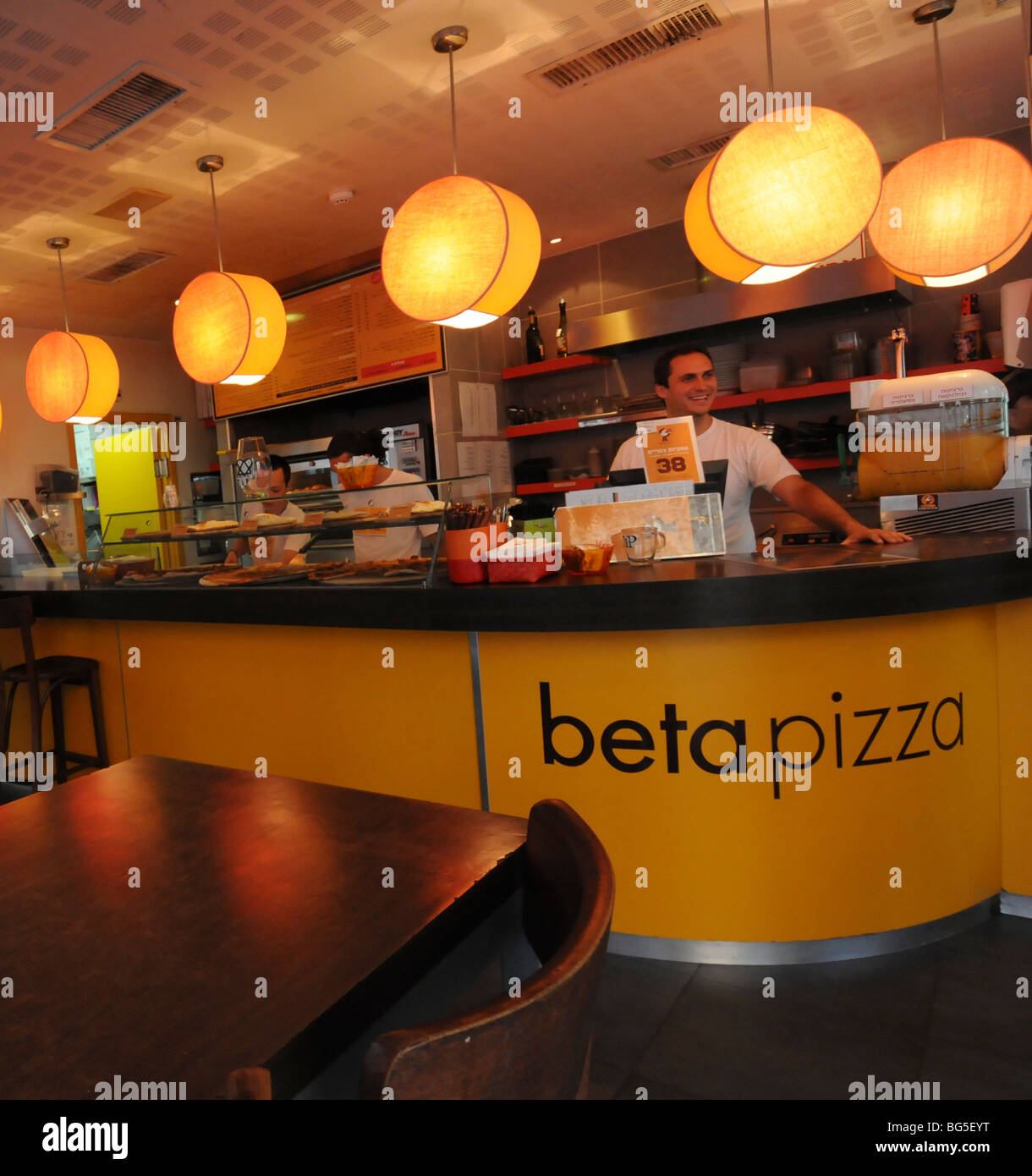 Israel, Tel Aviv, Pizza shop Stock Photo Alamy