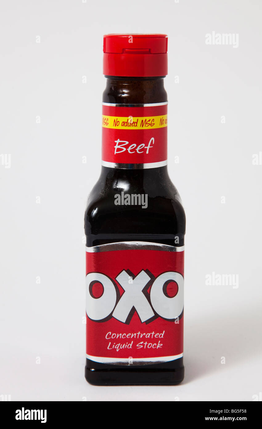 liquid oxo bottle beef stock Stock Photo