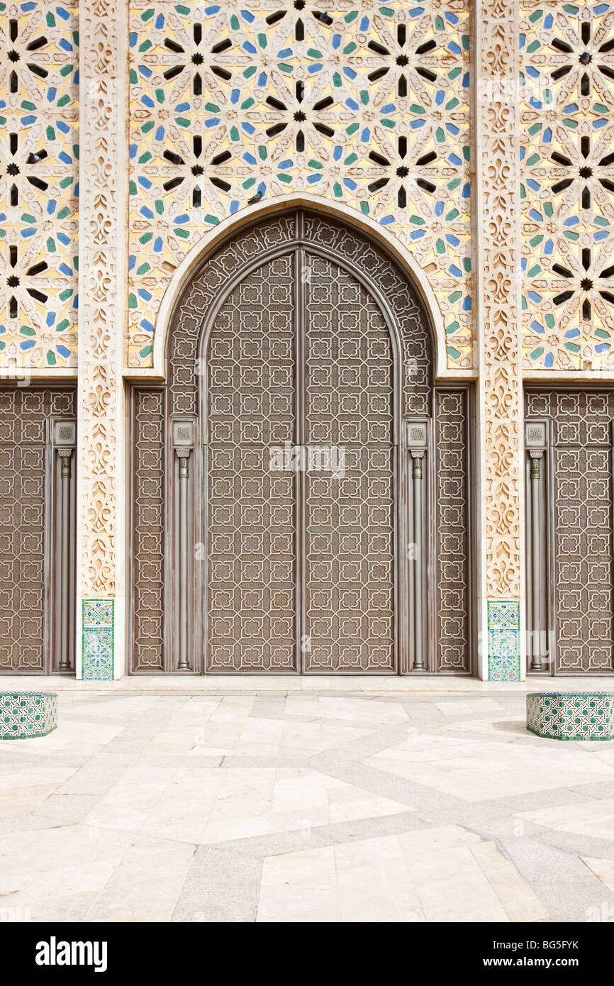Detail of Hassan II Mosque in Casablanca, Morocco Stock Photo