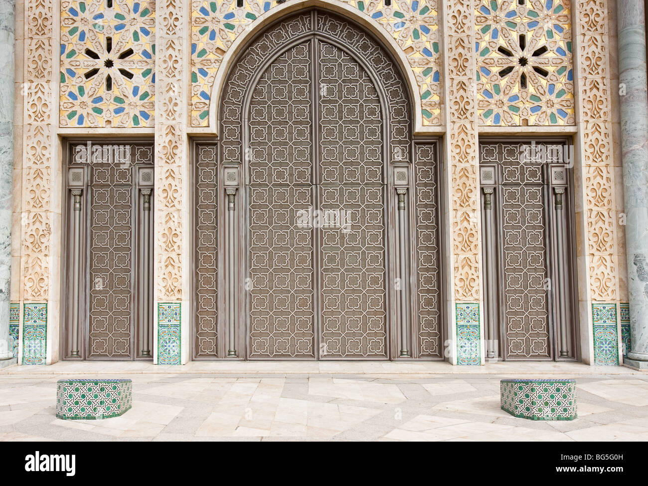 Detail of Hassan II Mosque in Casablanca, Morocco Stock Photo