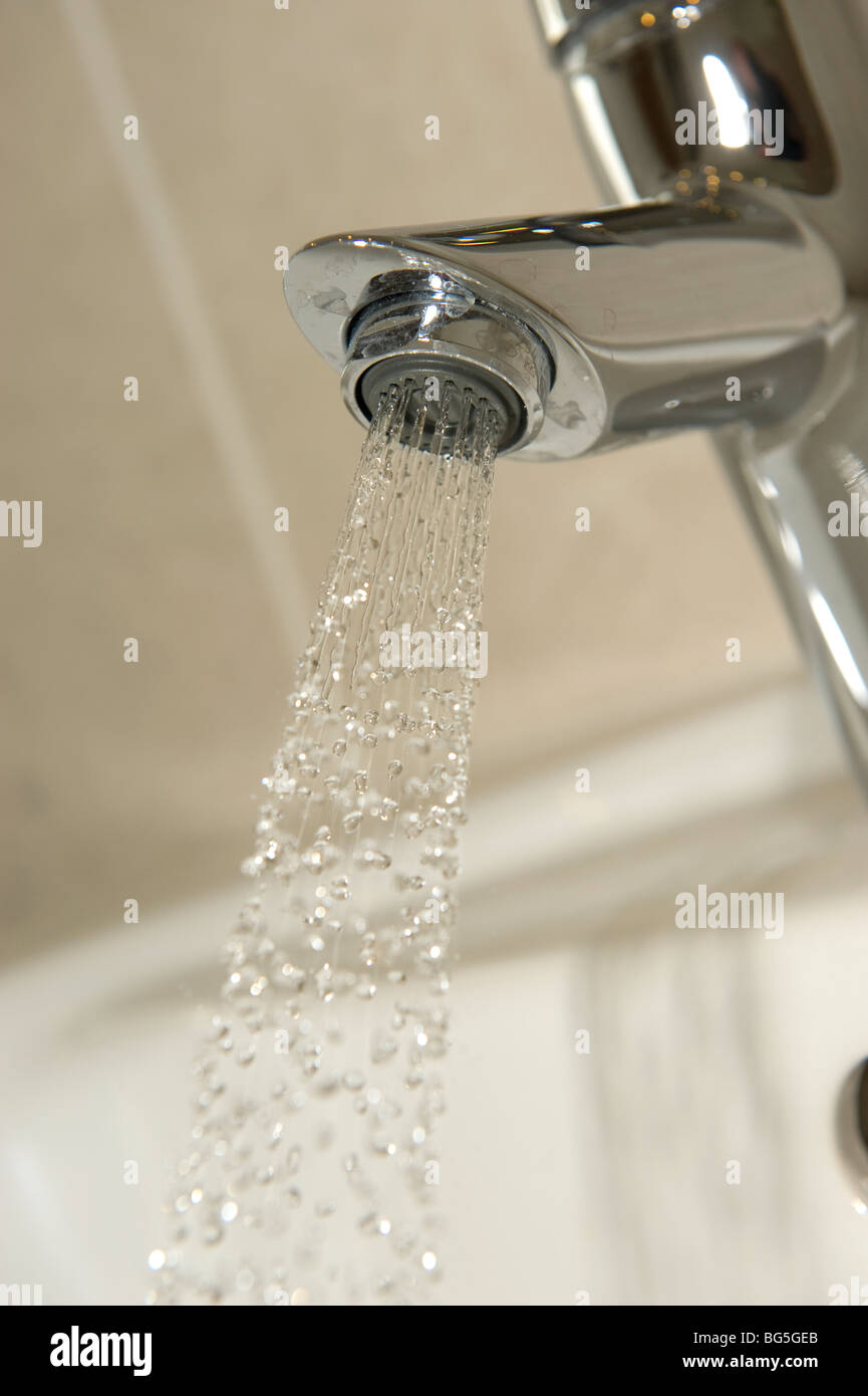 Water saving aerated tap Stock Photo Alamy
