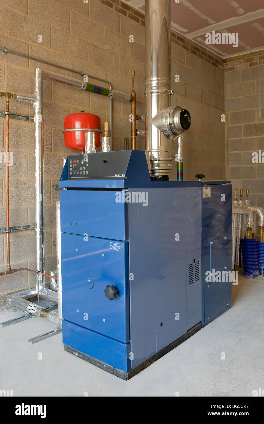 Baxi Multi-Heat wood pellet domestic bio-mass central heating boiler Stock Photo