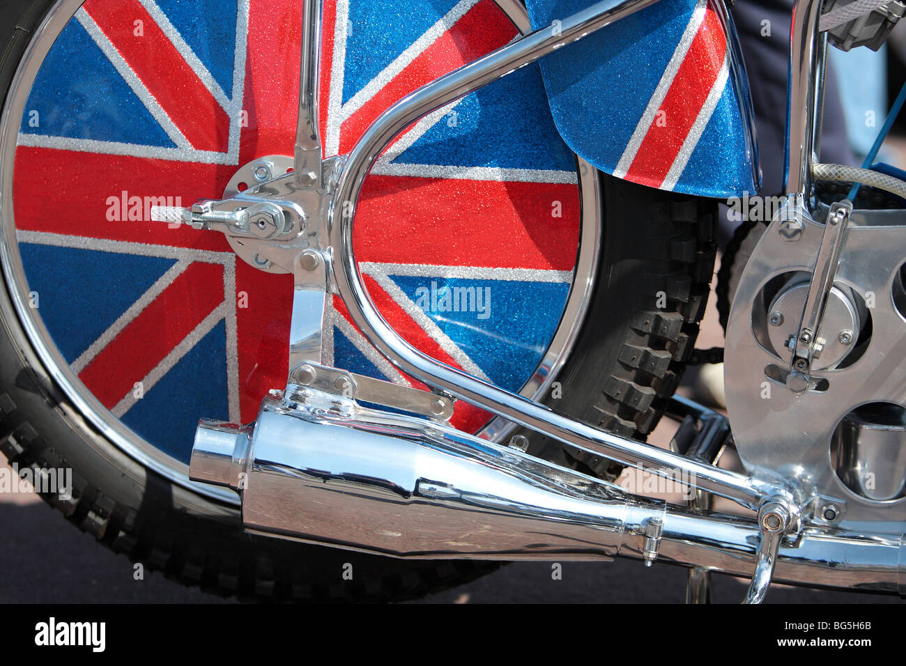 Motorbike british flag union jack hi-res stock photography
