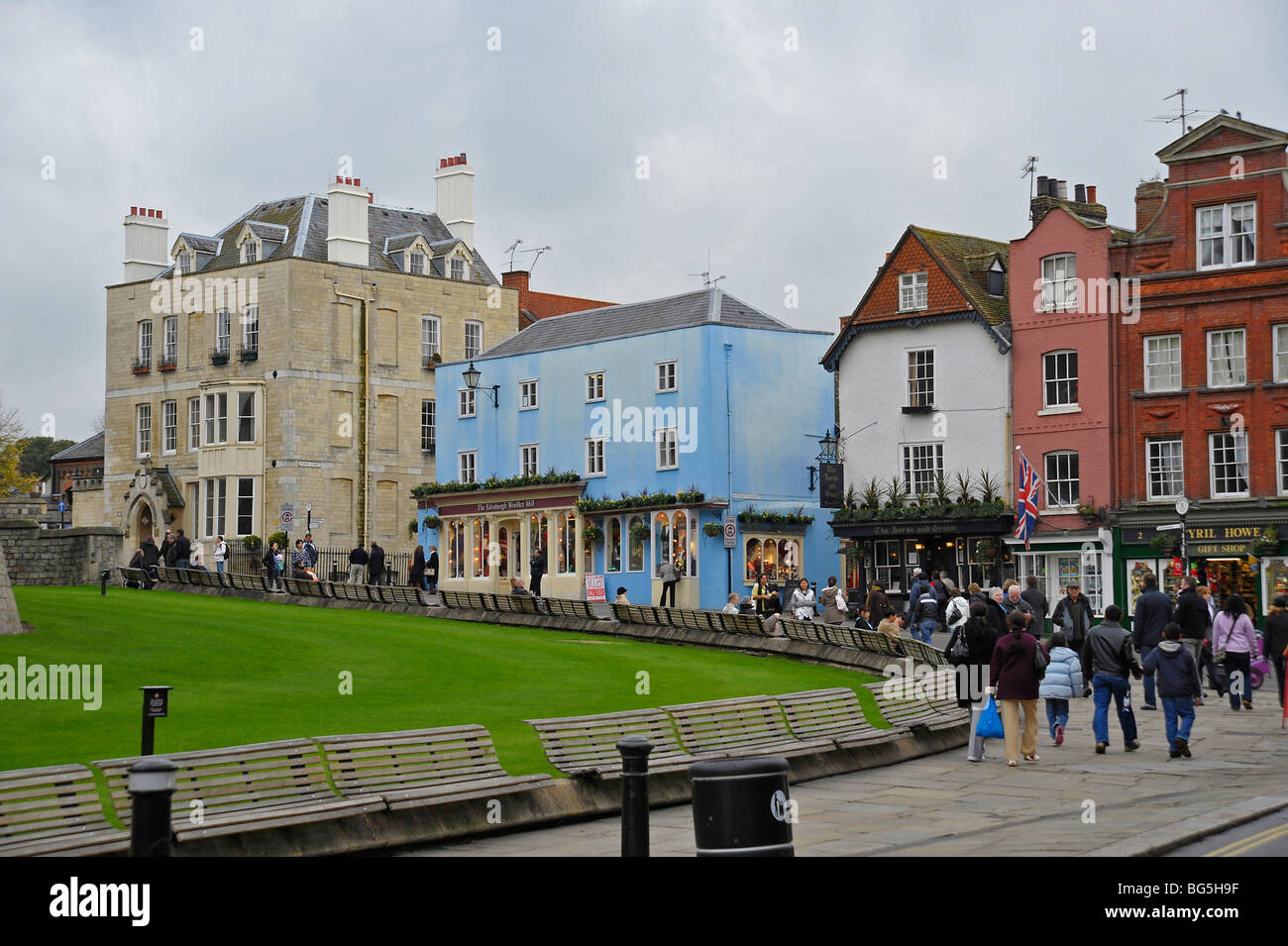 Busy street scene at Windsor town, Berkshire, England. Stock Photo