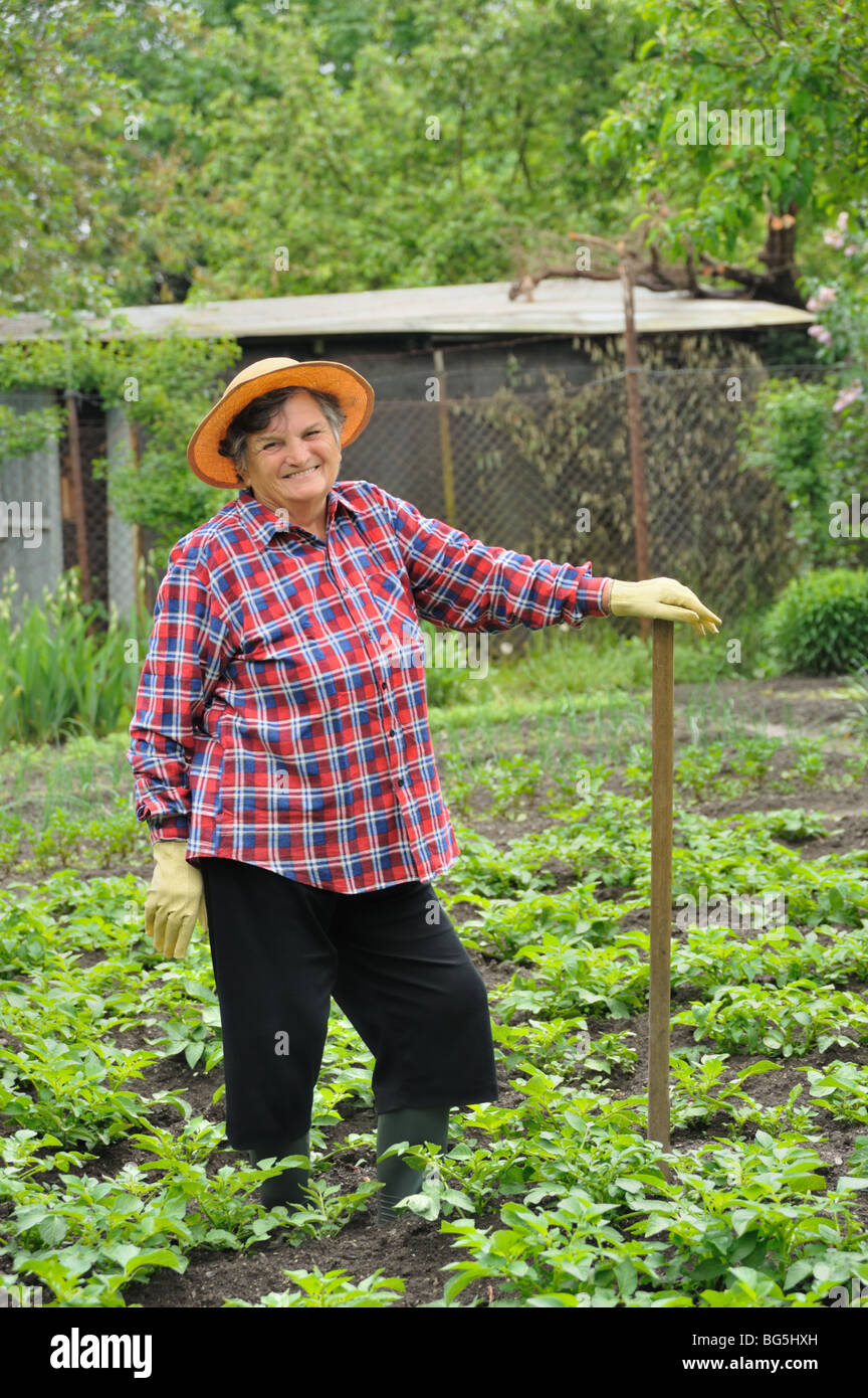 Gardening old lady weeding hi-res stock photography and images - Alamy