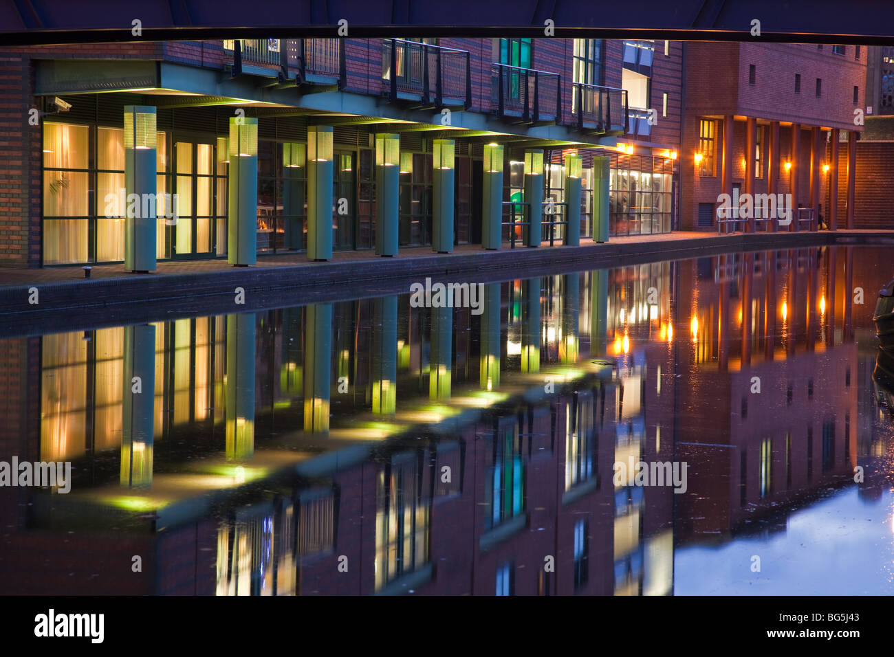 The Canal of Brindley Place in Birmingham Stock Photo