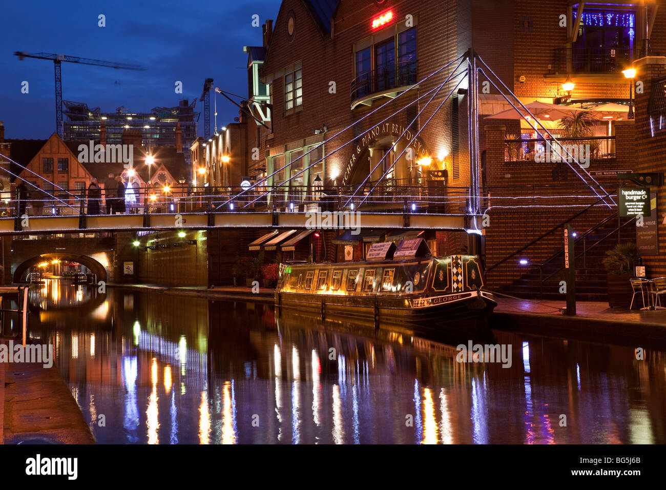 The Canal of Brindley Place in Birmingham Stock Photo