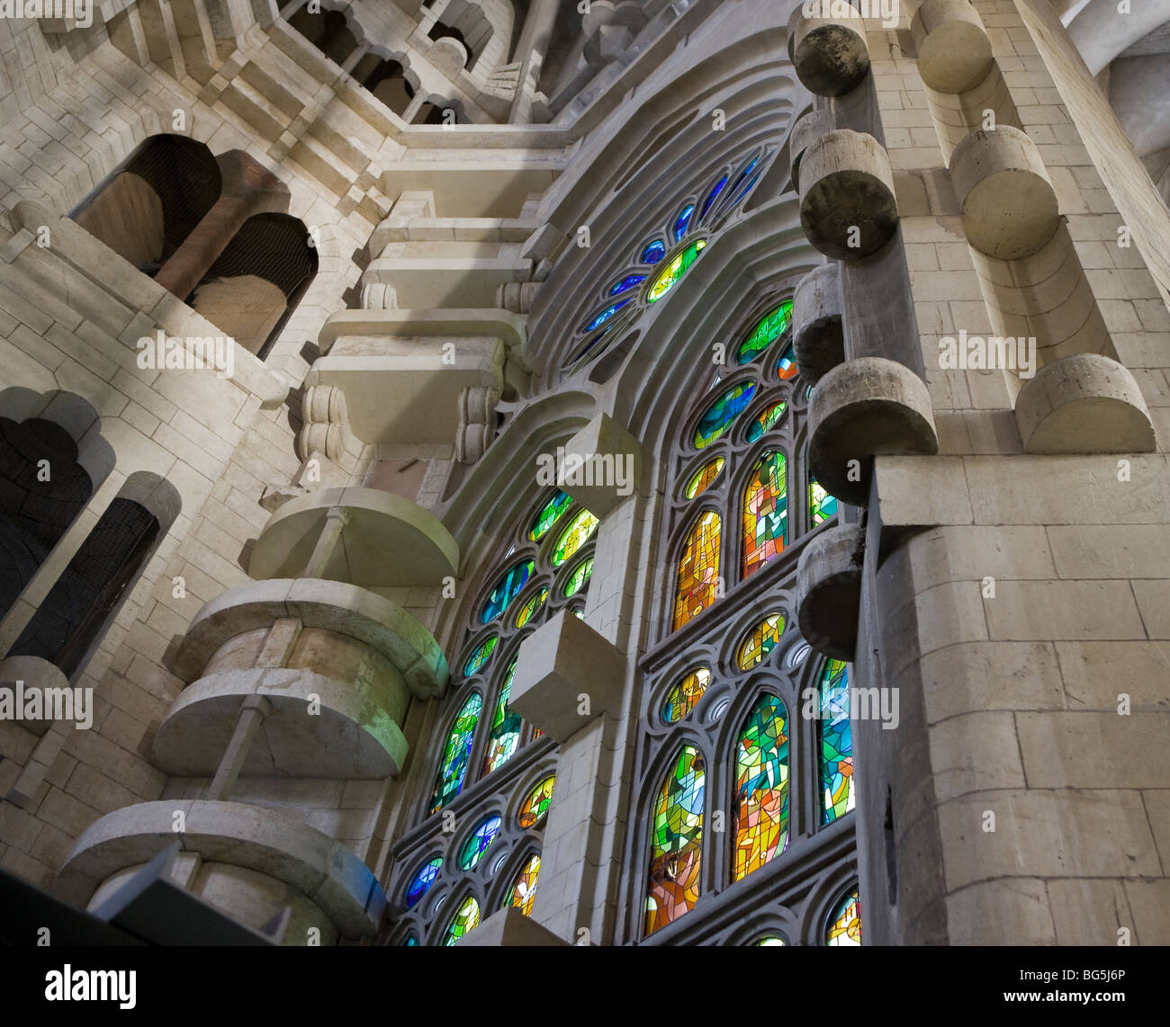 Interior detail of the Sagrada Familia church in Barcelona, Spain Stock Photo