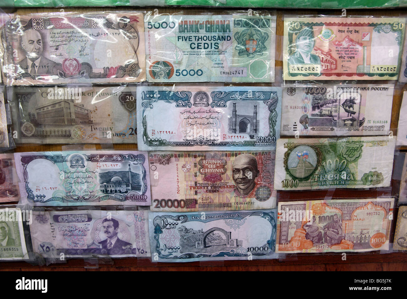 Foreign banknotes, Dubai, United Arab Emirates Stock Photo