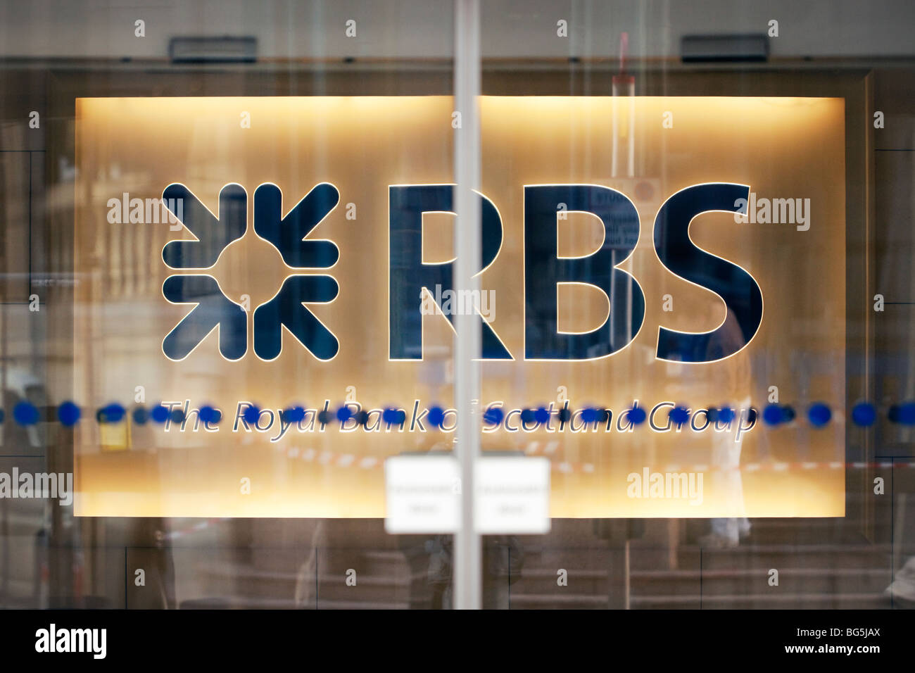 Royal bank of Scotland RBS London headquarters entrance sign in City of London, London, UK Stock Photo